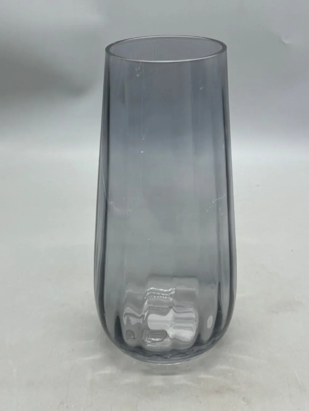 Smoky Glass Vase With Subtle Vertical Lines 10